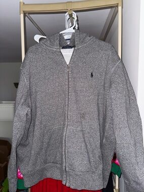 Polo by Ralph Lauren Gray Full-Zip Hooded Sweater